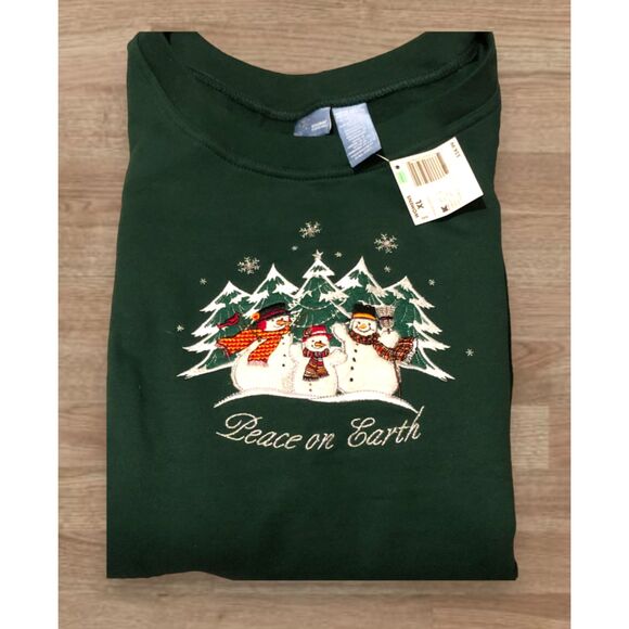 Grandma Christmas Holiday Edition Peace on Earth Green XL Crewneck Sweater - Picture 11 of 12